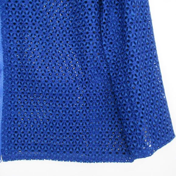 NINA MCLEMORE Blue Floral Eyelet Zip Front Sheer Jacket Women’s Size Small - Picture 3 of 13